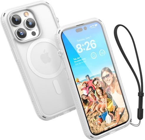 Catalyst Influence Case für iPhone 14 Pro Max, kompatibel mit MagSafe, sturzsicher, resistent gegen Fingerabdrücke, langlebig, 30% lauteres Vorwärtsaudio. Lanyard enthalten – Frosted