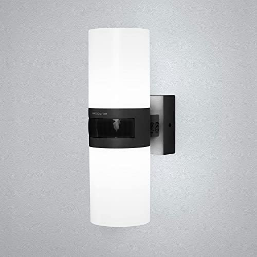 max K O M F O R T Maxkomfort LED Außenleuchte mit Bewegungsmelder schwarz Wandleuchte IP65 Außenlampe Außenwandleuchte ST102A1-BK TWIN