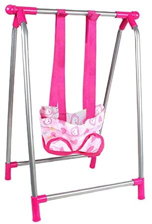 Yajexun Baby Doll Stroller Set - Doll Toy Playset For Girls, Nursery Role Set, Buggy Pushchair For Kids - Swing, Rocking Chair, High Chair, Bed, Role Toys