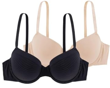 Dorina Louise-d-2pp Reggiseno Coppa, Nero/Beige, 3A (Pacco da 2) Donna