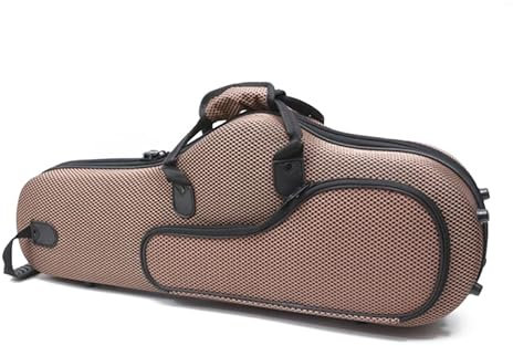 Leichte, robuste Altsaxophon-Tasche, Plüsch-Innenfutter, tragbare Saxophon-Tragetasche, verstellbarer Schultergurt mit Aufbewahrungstasche auf der Vorderseite (braun)