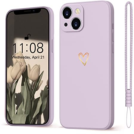 Mitetabo Gold Love Heart iPhone 13 Mini Case, Slim Silicone Shockproof Scratch-Resistant Cute Gold Love Protective Case for iPhone 13 Mini 5.4 Inch