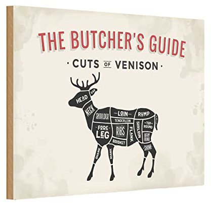 vianmo Holzschild 20x30 cm Dekoration Reh cuts of Venison Metzgerei Deko Geschenk Holz Schild