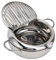 Friteuse Tempura, 24cm Friteuse Tempura Japonaise en Acier Inoxydable avec Thermomètre et Couvercle compatible avec cuisinière à gaz induction, Domestique Tempura pour Frites Crevettes(Argenté)