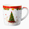 Weihnachts-Tasse mit Weihnachtsbaum und Sternen, Keramik, mikrowellen- und spülmaschinenfest, 370 ml, für Kaffee, heiße Schokolade, Eierlikör – Merry Christmas – Elf & Santa Design – Rot & Grün