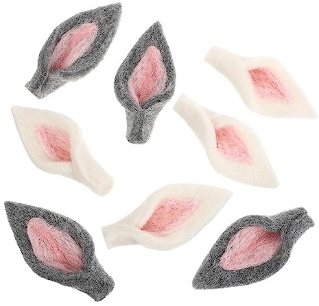 ULDIGI 1 Satz 8st Kaninchenohr-zubehör Fühlte Tierohr Häschenohrzubehör Selber Machen Kostümzubehör Zu Ostern Osterhasen-haarspangen Plüschhase Selbstgemacht Kind Ohrkappe Filzstoff Weiß