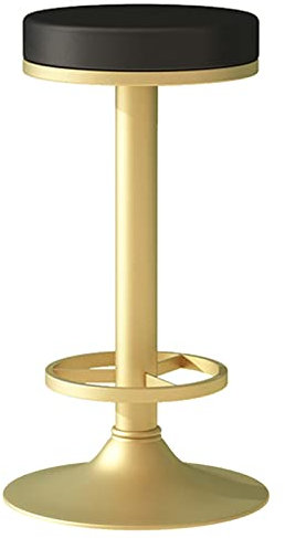 Modern Hocker Beauty Salon Make-up Barstuhl mit PU-Kissen, Fußstütze und Fuß mit goldenem Beinring, Sitzhöhe 70 cm (Farbe: Schwarz) Interesting