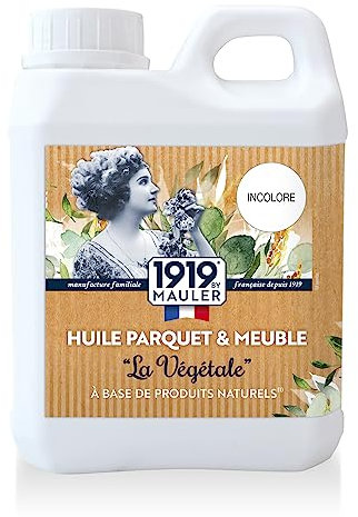 1919 by MAULER - Huile Parquet & Meuble « La Végétale » - Incolore - 5L - Protection tache & rayure - PV Contact Alimentaire