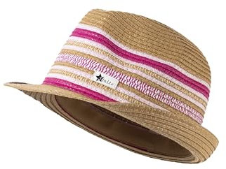 Sterntaler Strohhut Streifen UV 50+ - Kinderhut mit bunten Streifen - Mädchenhut mit UV -Schutz für Spielspaß an warmen Tagen - beige, 53