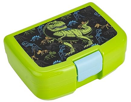 p:os 35298 - Fiambrera Cool Kids para niños con Motivo de Dinosaurio, Fiambrera de plástico con un Compartimento y Cierre de Clip, Fiambrera para guardería, Colegio y Tiempo Libre