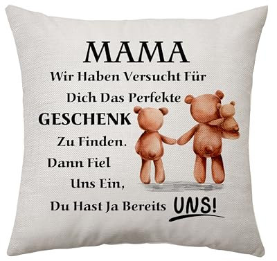 Aconesong Mama Kissenbezug - Geschenke für Weihnachten, Muttertag, Geburtstag von Tochter, Sohn und Kindern (Mama-Uns)