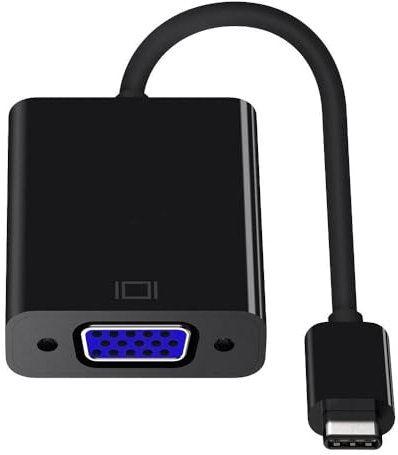 USB-C to VGA Adapter, USB 3.1 Type C Male to VGA Female Adapter Converter Monitor/Projector Cable, Compatible with Monitor Connector Laptop Tv Projector Mobile Phones HD. (Black)