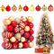 Sadodo 50 Stück 4 cm Kleine Weihnachtskugeln Dekoration Anhänger Set,Kunststoff Glitter Bälle Mini Christbaumkugeln Ornamente für Weihnachtsbaum,Plastik Weihnachts Deko,Weihnachtsbaumschmuck Rot Gold