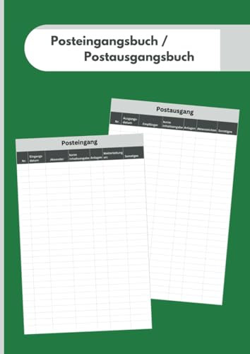 Posteingangsbuch / Postausgangsbuch (A4, 108 Seiten, glänzendes Softcover, Grün)