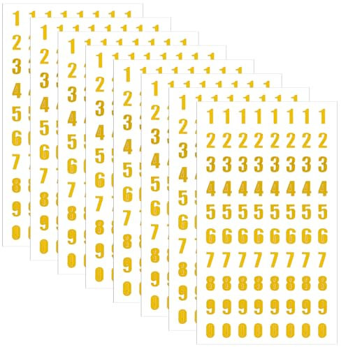 Teaaha 8 Blatt Gold Zahlen Aufkleber - 1-10 Glitter Number Stickers, Selbstklebend, Sparkle Tiny Klebezahlen für Geschenke, Scrapbooks, Grußkarten, DIY Kunst & Handwerk (Gold)