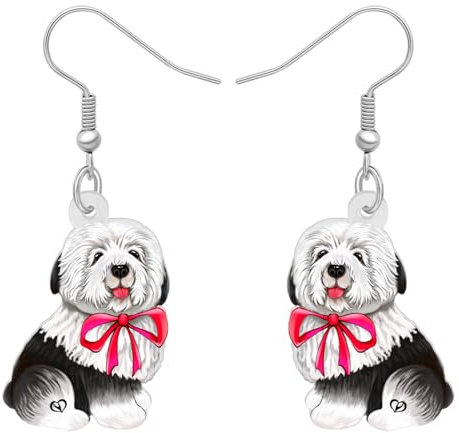 BONSNY Acryl Valentinstag Süßen Hund Hündchen Ohrringe Baumeln Tropfen Haustiere Schmuck Geschenke für Frauen Damen Hundeliebhaber Charms (Englischer Schäferhund)