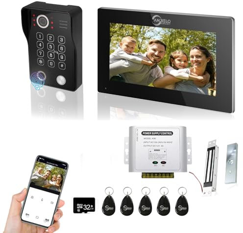 ANJIELO SMART Video door phone intercom, 7-inch touch display, with wired 1080P doorbell system, supports fingerprint, RFID card, password, with electromagnetic lock