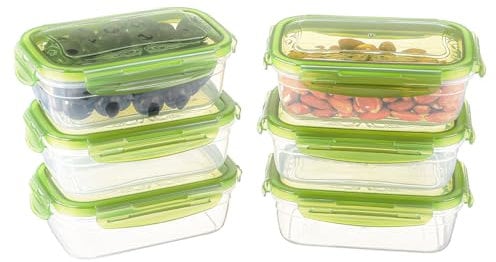 Meng Jiaran 6 Pack 200ML Small Food Containers with Lids, Leak-proof Plastic Containers with Lids, Meal Prep Containers Reusable, Microwave freezer Dishwasher Safe