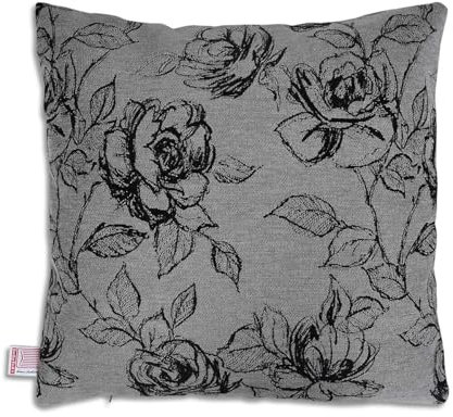 SeGaTeX home fashion Kissenhülle Ilvy Rose Kissenbezug mit Blumenmuster in grau Zierkissen mit Reißverschluss 40 x 40 cm