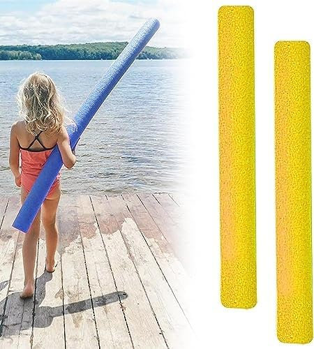 massoke Pool Noodle, 2 Pcs Solid Swimming Pool Noodles, Super Thick Swim Pool Foam Noodle, Floating Swimming Pool Foam Stick for Pool Party Games (Yellow)