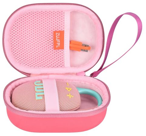 ZUJFPL Hard Shell Case, Portable Waterproof Carrying Case for JBL Clip 4, Clip 5 Bluetooth Speaker - Pink