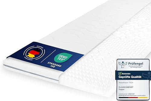 CloudComfort - 6cm Ergonomischer 7-Zonen Kaltschaum Matratzen Topper, Härtegrad H2 & H3, Atmungsaktive Klimafaser, Öko-Tex Zertifiziert (140 x 200 cm)