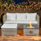Aweather Rattan Garden Furniture Set with Fire Pit Table 3 Pieces Outdoor Sectional Sofa Set, CSA Certification, All Weather Wicker Patio Conversation Sets (Requiring Buy a Gas Bottle)