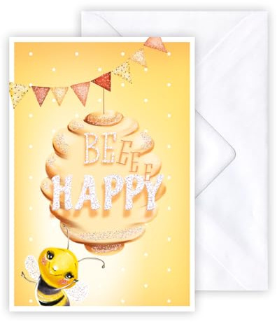 KE - 3D Pop-UP Karte zum Geburtstag, DIN B6 Geldscheinkarte, Geburtstagskarte inkl. weißer Umschlag, Motiv: fliegende Biene