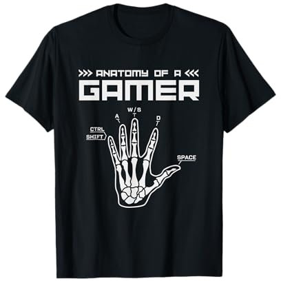 Squelette Main Anatomie d'un Gamer Pyjama Jeu sur Ordinateur Amusant T-Shirt