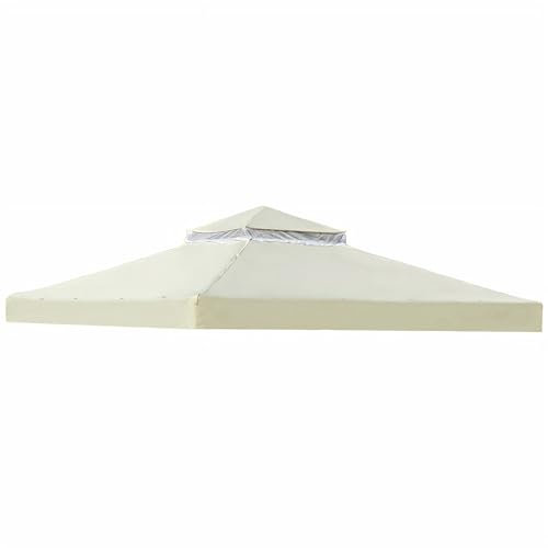 OKYUK Toit de rechange pour tonnelle avec maille respirante, résistante aux UV, stable et imperméable, avec trous de drainage, idéal pour tonnelle de jardin de 3 x 3 m (beige 3 x 3 m)