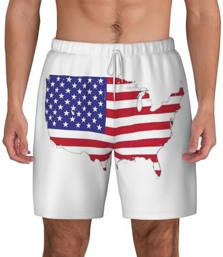 JEJEA Herren-Badehose mit USA-Flagge, schnelltrocknend, atmungsaktiv, für Sommer, Surfen, Strand, weiß, 3XL