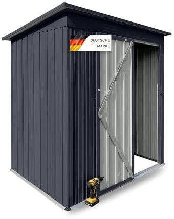 Albatros Profi Gerätehaus S – verzinktes Metall in Anthrazit (RAL 7016) | 165x86x174cm, 2,4m³ | Inkl. Schloss & Werkzeughaken | wetterfester Geräteschuppen, Gartenschrank, Gartenhaus