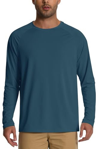 Valcatch Mens Long Sleeve Shirt UPF 50+ Rash Vests Sun Protective Hiking Fishing Shirts Moisture Wicking Long Sleeve T Shirt Breathable Cooling Outdoor Sports T-Shirts Running Top with Zip Pocket