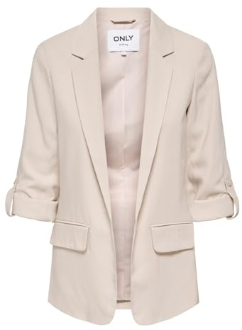 ONLY Damen Blazer | Locker geschnitten fit, 3/4 Arm, Lang, Traditional, Bei max. 30 grad waschen