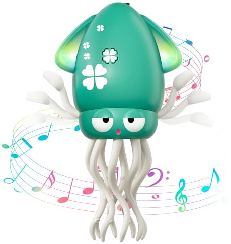 MACALOCA Tanzendes Octopus-Spielzeug, lustiges elektrisches tanzendes Octopus-Spielzeug mit LED & Musik, kreatives verrücktes 8-Bein-Action-Crawling Octopus für Stresslinderung & Kinder (Grün)