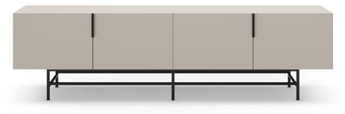 PEGANE Meuble TV, Meuble de Salon Aspect Bois Coloris crème, Pieds en métal Noir - Longueur 200 x Profondeur 35 x Hauteur 55 cm