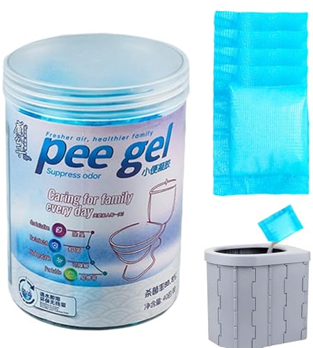 Pee Gel para inodoro de camping, polvo absorbente de orina, 40 unidades, gel de inodoro portátil, polvo solidificante de orina, desodorante de orina, coagulante que elimina el olor para pesca, viajes