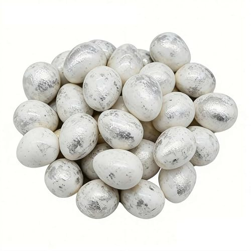 Dekorative Ostereier – 10/50 Stück gesprenkelte Silber-Gold-Eier zum Basteln, Vintage-Kunststoff-Ei für Osterkorbfüller, Frühlingstisch-Tischdekoration und Partygeschenke (groß und klein)