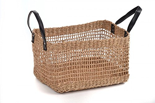 Lycce Aufbewahrungskorb Dekokorb mit Griffen Seegras 35cm x 25cm x 20cm