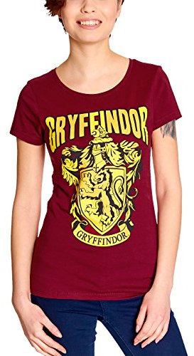 Elbenwald Harry Potter T-Shirt Hogwarts Hauswappen Gryffindor Frontprint für Damen rot - L
