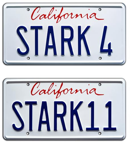 Iron Man | STARK 4 + STARK 11 | Metal Stamped License Plates