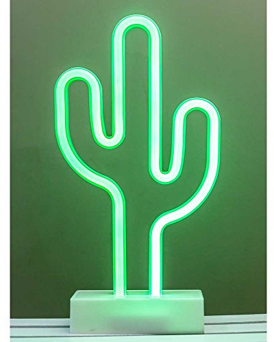 HAB & GUT -L232- NEON Kaktus LED Licht, Stehlampe, Dekolampe grün, Batteriebetrieb