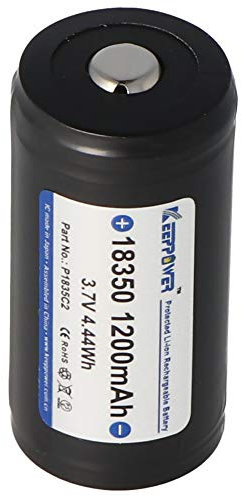 Keeppower 18350-1200mAh, 3,6V - 3,7V Li-Ion-Akku geschützt, Abmessungen beachten ca. 39x18,6mm