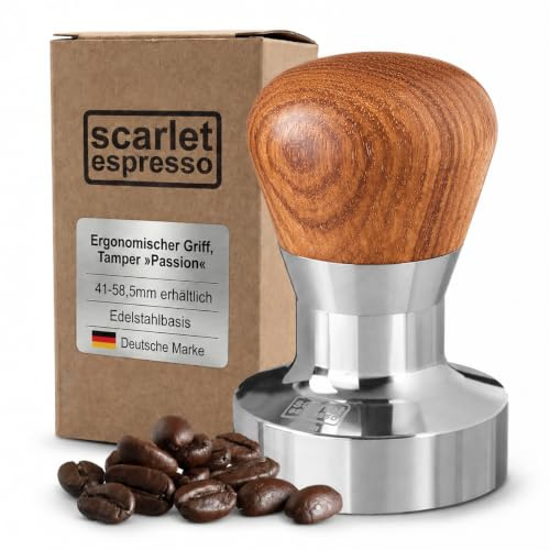 scarlet espresso | Tamper »Passion« für Barista; mit ergonomischem PVC- oder Edelholzgriff nach Wahl und Präzisions-Edelstahlbasis (49 mm)