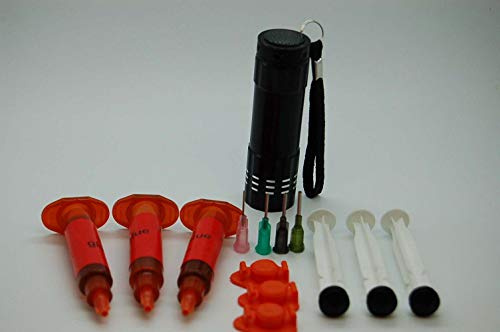 Olax 15ml Mobile Phone Screen Repair Glue, Loca Glue with 9 LED UV Torch, Luer Lock Nozzles, Plungers fits Samsung, iPhone