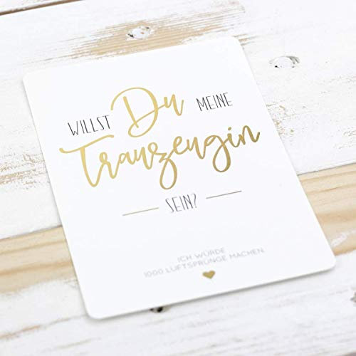 Goldene Postkarte Willst du meine Trauzeugin sein, Trauzeugin fragen, Karte, Geschenk