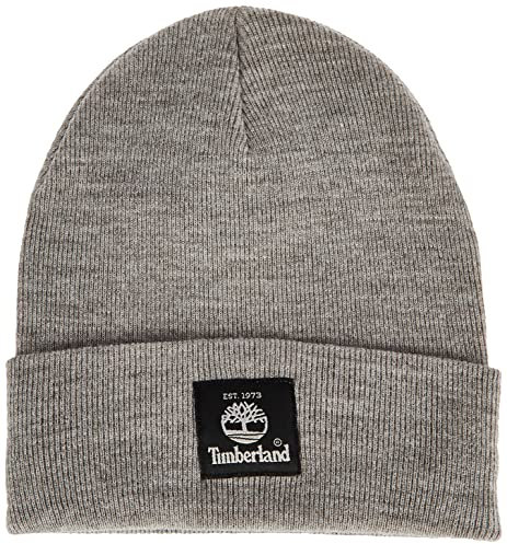 Timberland Herren Short Watch Cap with Woven Label Hut für kaltes Wetter, Light Heather Grey 2, Einheitsgröße