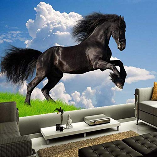 JINFANGBZ Tapete Fototapete 3d Effekt Dunkles Pferd Wandbild Wandtapete Hauptdekorationen für Wohnzimmer Schlafzimmer 250cm x 175cm (Breite x Höhe)