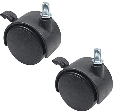 MroMax Lenkrollen aus Nylon, 360 Grad, 8 mm x 13 mm, mit Gewinde, 50 mm, für Bürostuhl, Warenregal, Schwarz, mit Bremse, 4 Stück