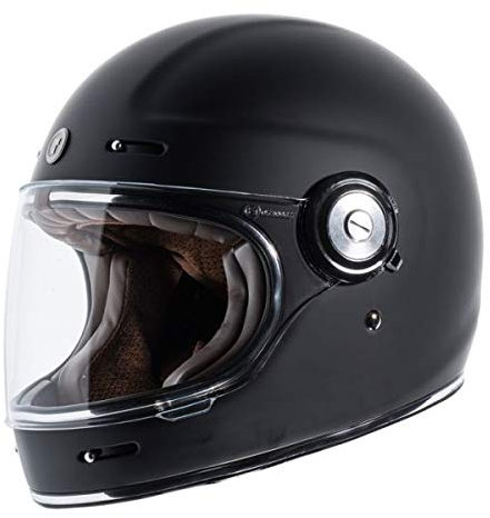 GZM Integralhelm Torc T-1 Retro Vintage Schwarz Matt Flat Black ECE DOT Biker Größe L